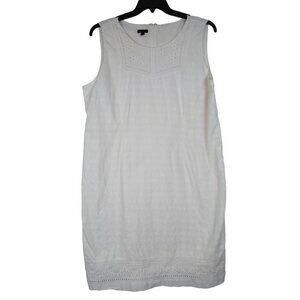 Talbots | Embroidered Eyelet Sheath Sleeveless Ivory White Dress | Size 18